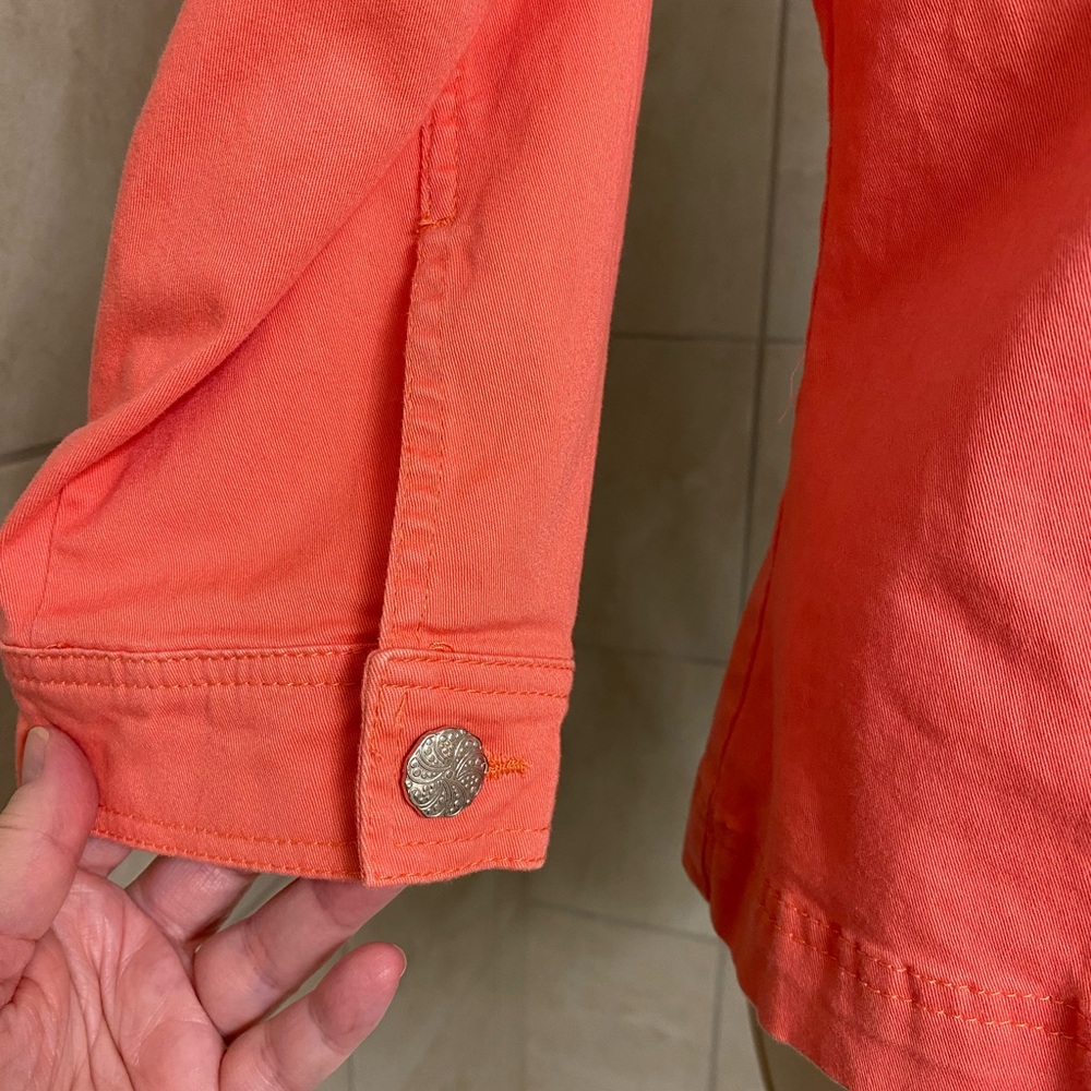 EUC Dressbarn coral denim-style jacket, size Medium - Picture 5 of 8